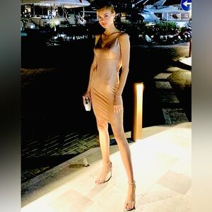 Sexy Backless Nude dress